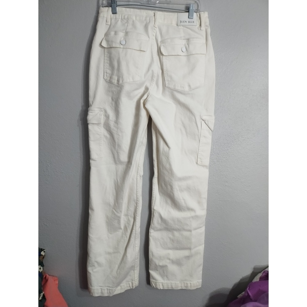 Judy Blue High Rise Cargo Straight Leg Preppy Boho Neutral Stretch Soft Pants 30 - Picture 4 of 10